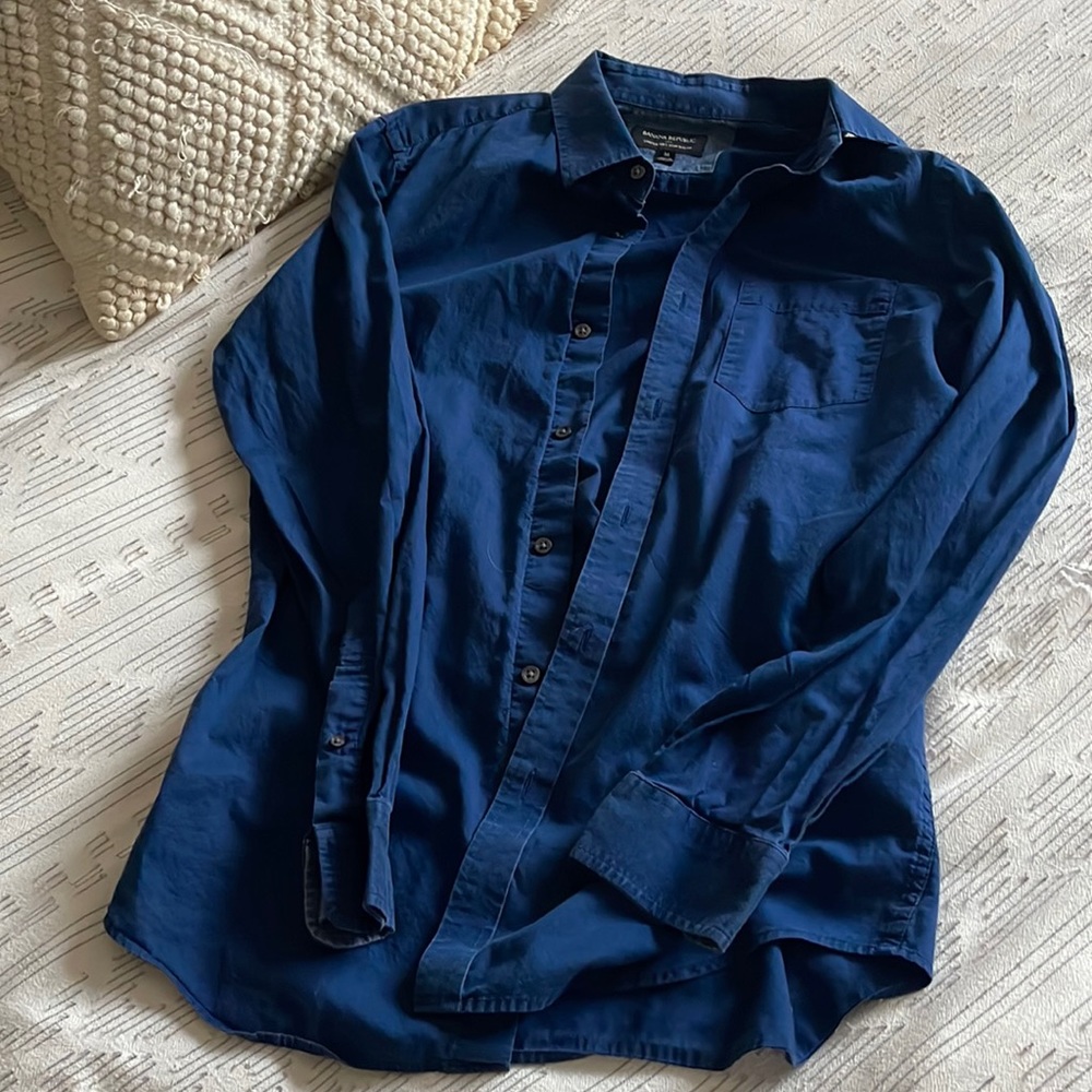 Blue button down dress shirt